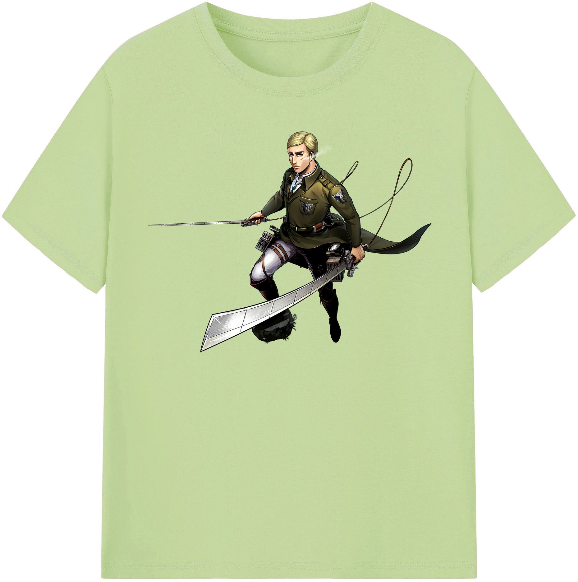 （画像用） 進撃の巨人 エルヴィン・スミス Attack on Titan Erwin Smith 綿100％半袖Tシャツ（フロントプリント）